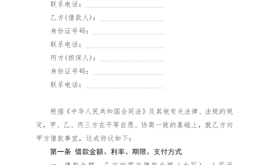 企业融资借款合同word模板
