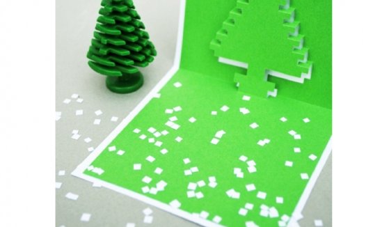 精美卡通风格圣诞树立体贺卡