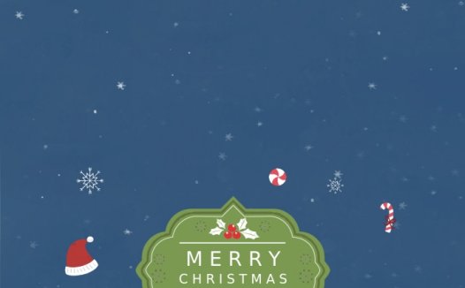 小清新蓝色主题圣诞贺卡