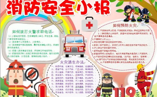 卡通消防叔叔宣传消防安全手抄报wps