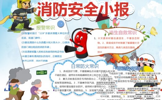 卡通灭火器宣传消防安全小报