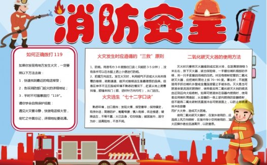 精美消防员消防车消防安全手抄报