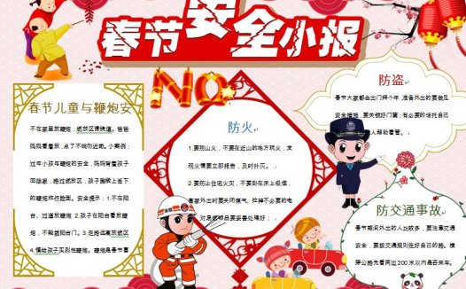 中国风元素春节消防安全小报wps