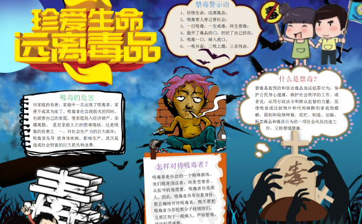 黑色远离毒品小报手抄报