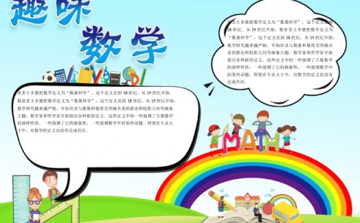 卡通蓝色学习学科数学手抄报