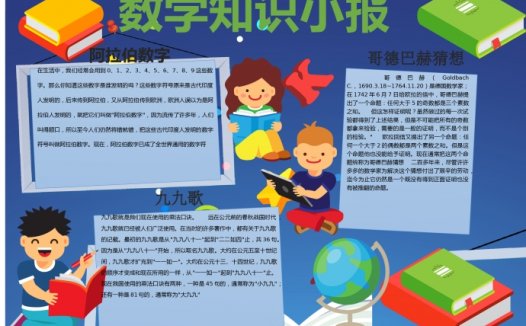 蓝色风格简约数学手抄报