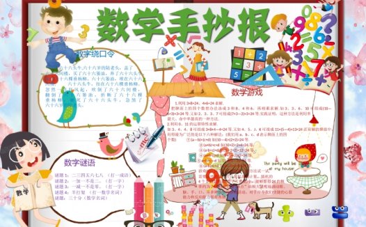 可爱的小朋友学数学手抄报wps