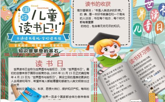 国际儿童读书日手抄报小报Word模板