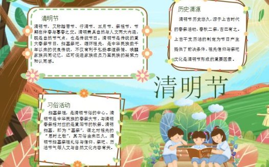 精美卡通清明节手抄报Word模板