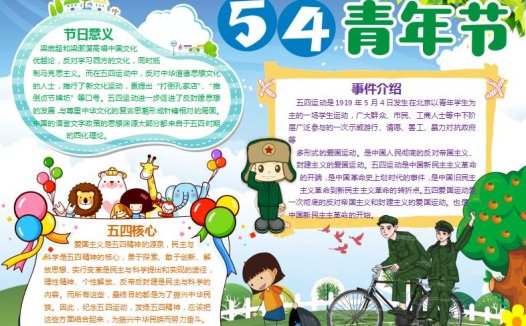 五四青年节校园小报手抄报word模板
