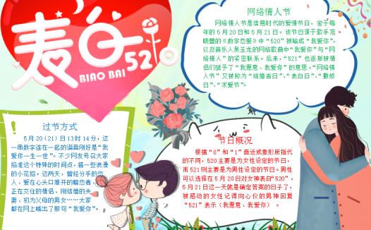 表白520手抄报Word模板