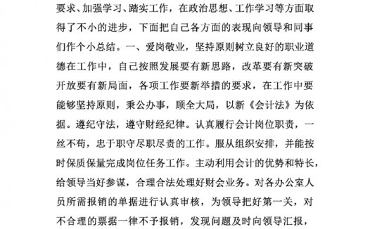 20xx年通用会计岗位工作总结