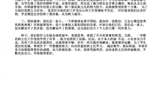 七年级实习班主任工作总结