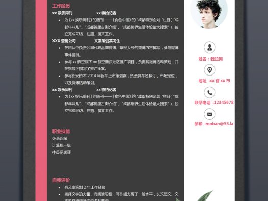 黑色系高端风记者采编应届生简历