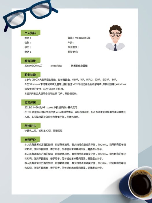 白色系简约风计算机应届生简历模板