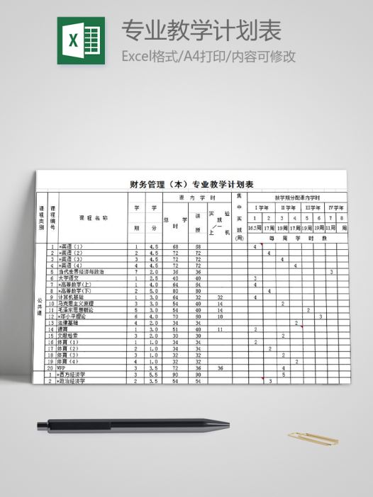 财务管理(本)专业教学计划表
