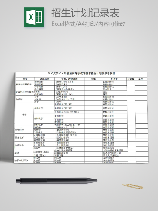 大学普通高等学校专接本招生计划及参考教材