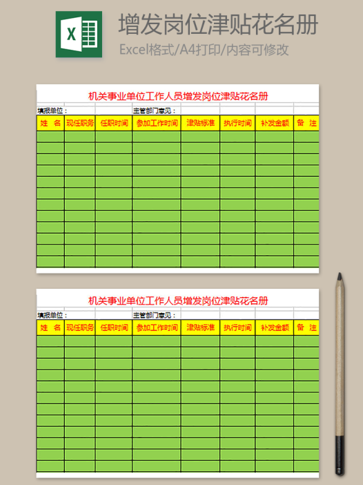 机关单位人员增发岗位津贴花名册