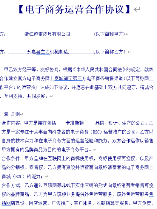 《电子商务运营合作协议合同》.doc
