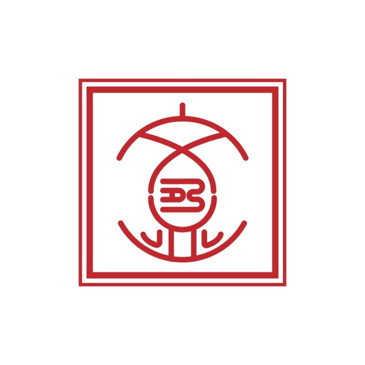 红色方框内简约线条logo设计