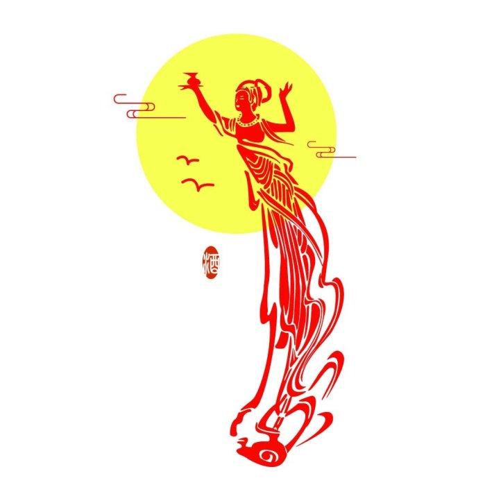 中国风舞者剪影logo设计