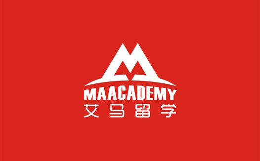 红色背景简约风格M字母logo设计