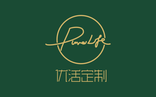 优雅大气的logo设计:绿色背景与金色线条的完美融合
