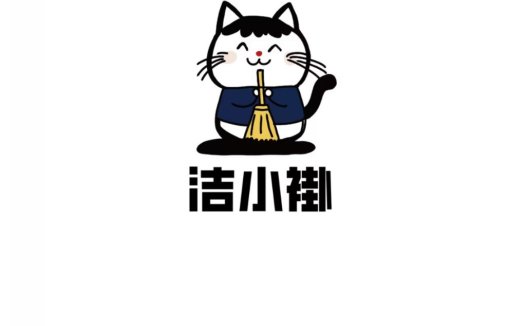 卡通猫咪清洁logo设计