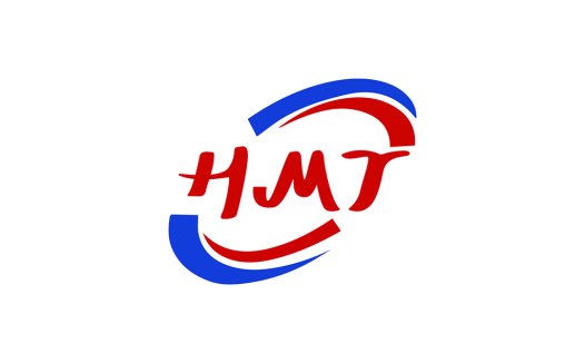 红色蓝色渐变字体的HMT字母logo设计