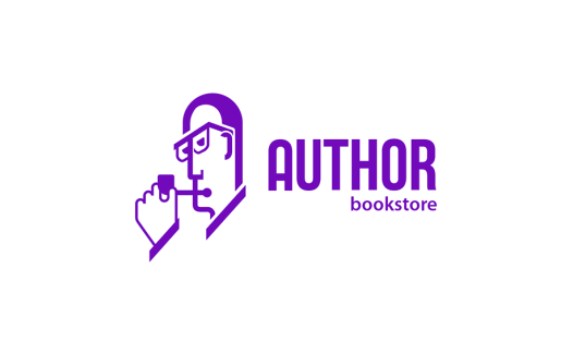 紫色简约风格的作者书店logo设计
