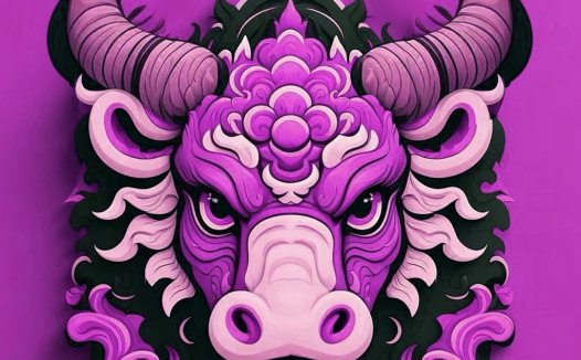 紫色牛头logo设计