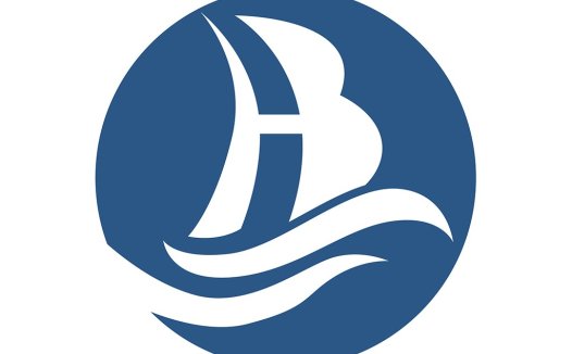 蓝色波浪与字母B的现代logo设计
