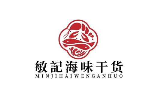 中国风海鲜干货logo设计