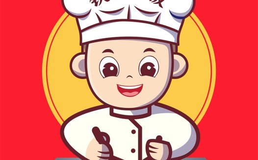 铁板炒饭logo设计:卡通厨师形象