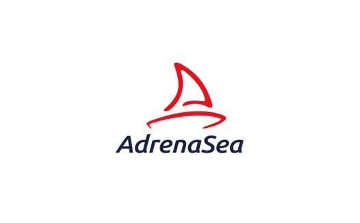 AdrenaSea logo设计:简洁海浪与鲨鱼元素