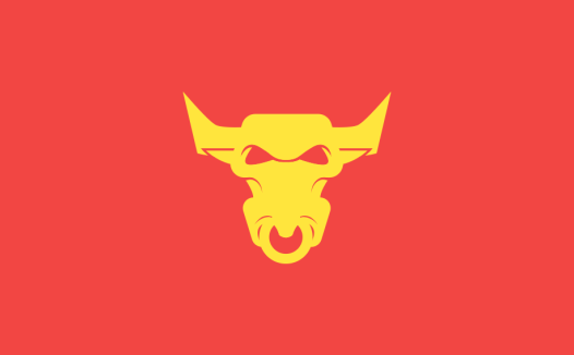 红色背景下的牛头logo设计