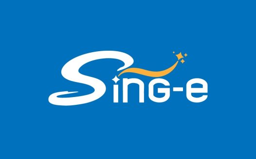 简约蓝色背景下的Sing-e-e Logo设计