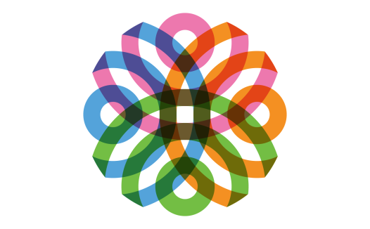 彩虹色交织的抽象logo设计