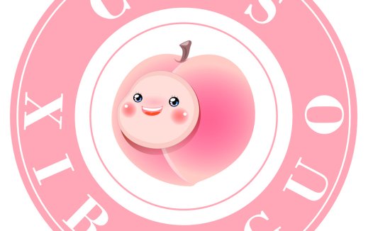 卡通风格粉色圆形logo设计