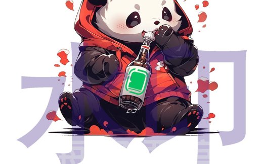 卡通熊猫喝酒logo设计