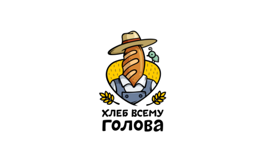 面包店logo设计:全麦面包与农民