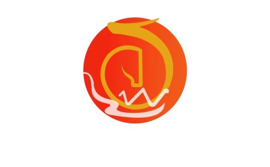 红色圆圈内蛇形图案的logo设计