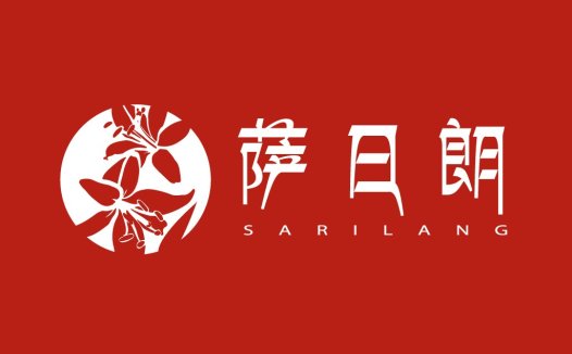 红色背景下的优雅花形logo设计
