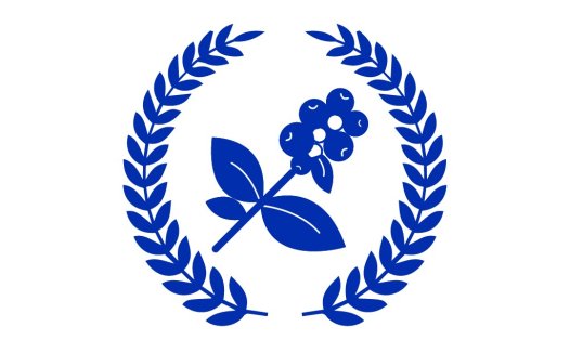 蓝色花环与果实logo设计