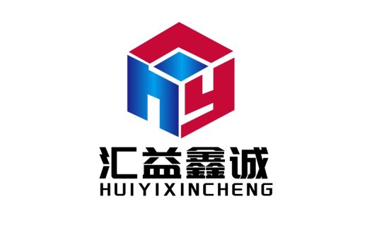 现代简约logo设计：红色与蓝色几何图形