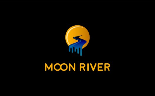 流光溢彩的月亮河流logo设计