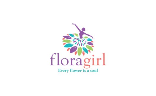 舞蹈女孩与花朵logo设计