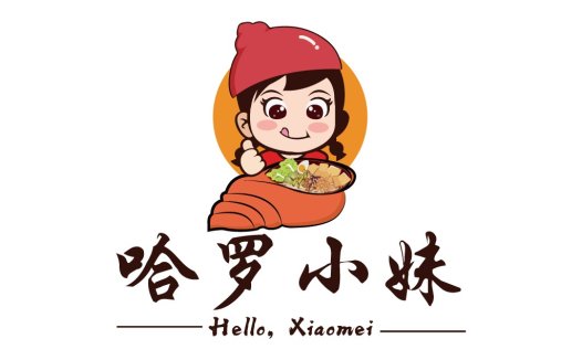 卡通女孩拉面店logo设计