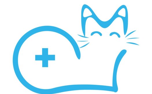 卡通猫头与医疗十字logo设计