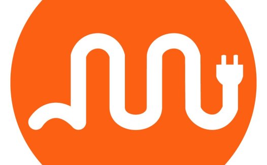 简洁橙色充电线形logo设计